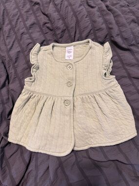 Carter's Light Sage Quilted Button-Front Baby Vest